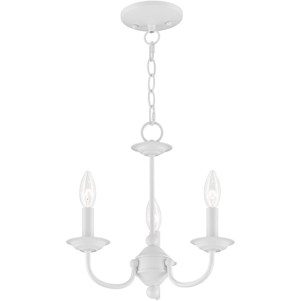 White Three Light Metal Dimmable Chandelier With Shades