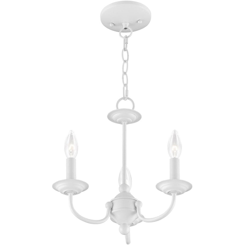 White Three Light Metal Dimmable Chandelier With Shades