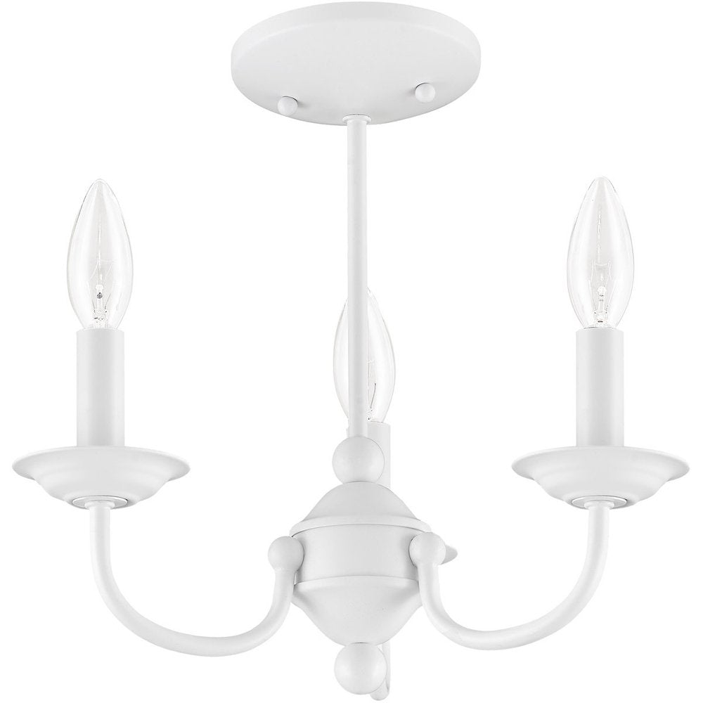 White Three Light Metal Dimmable Chandelier With Shades