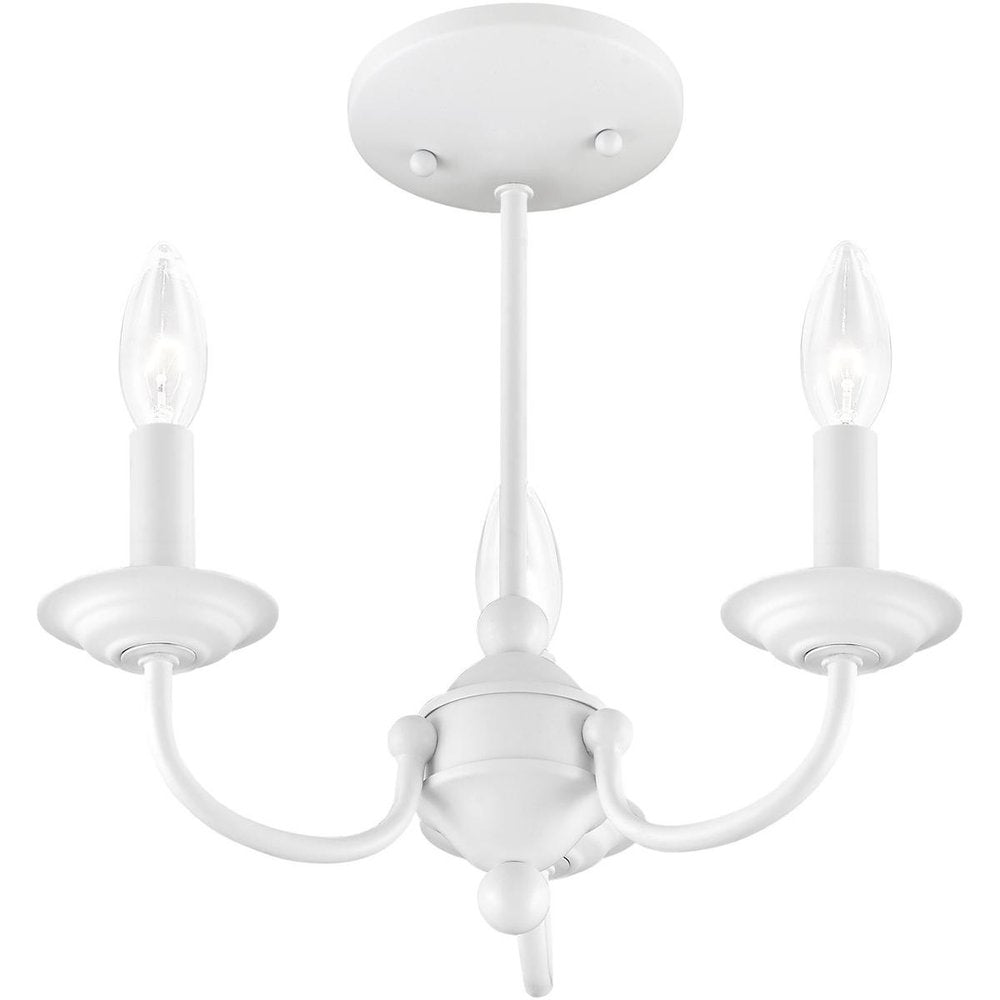 White Three Light Metal Dimmable Chandelier With Shades
