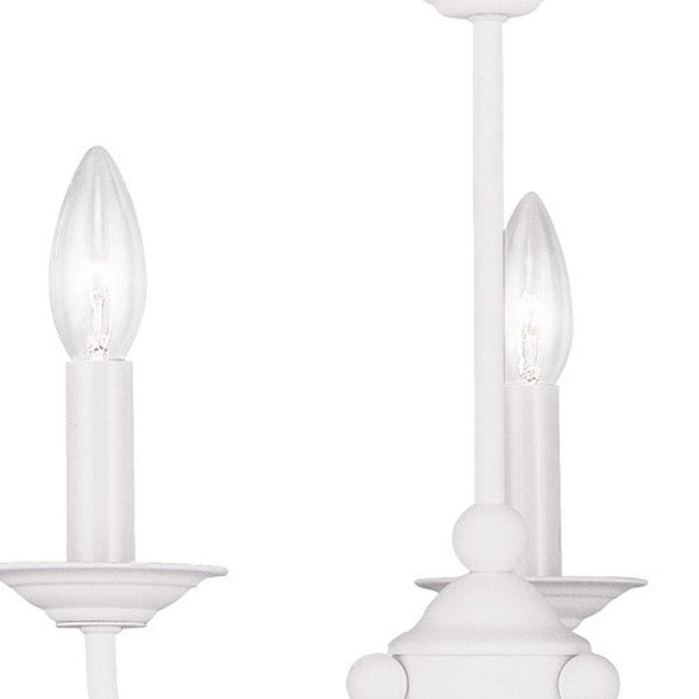 White Three Light Metal Dimmable Chandelier With Shades