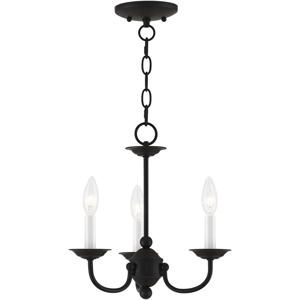 Black Three Light Dimmable Chandelier With Shades
