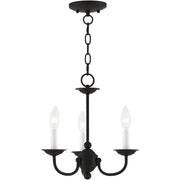 Black Three Light Dimmable Chandelier With Shades