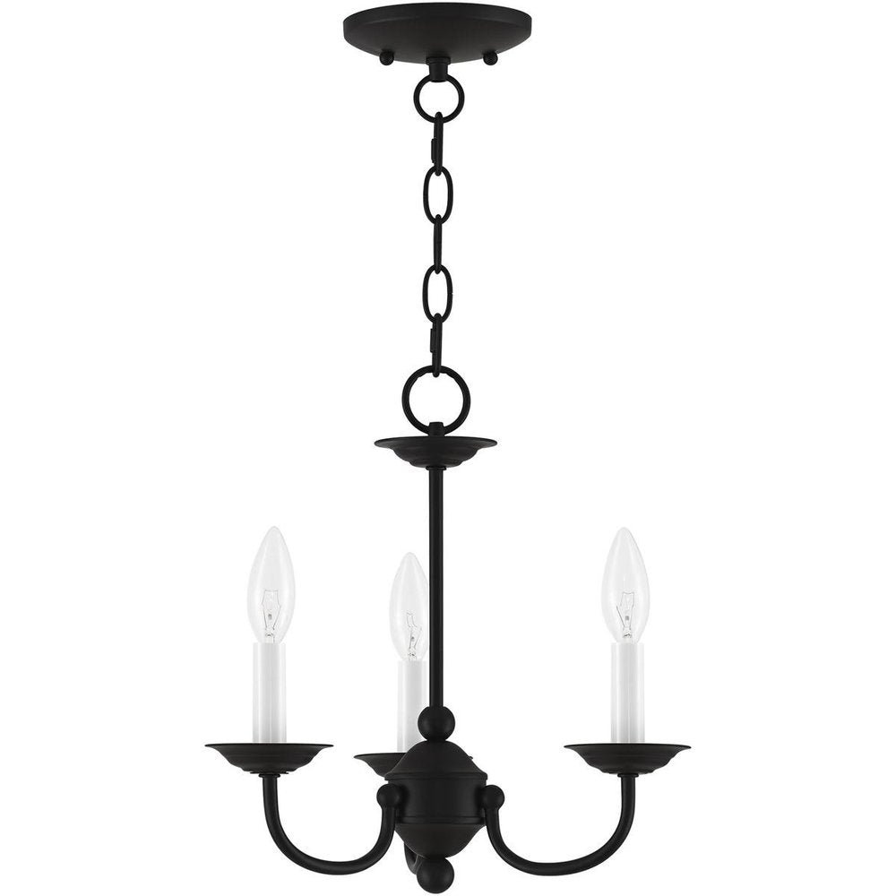 Black Three Light Dimmable Chandelier With Shades
