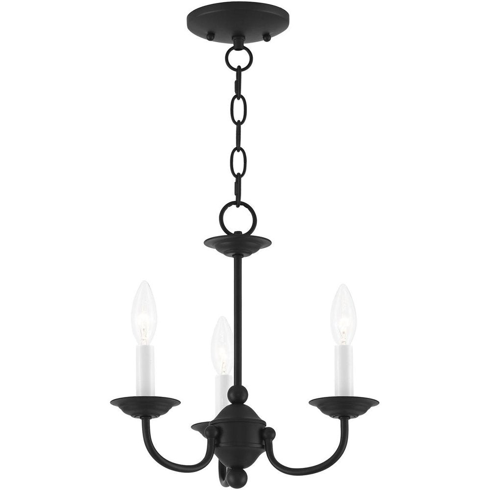 Black Three Light Dimmable Chandelier With Shades