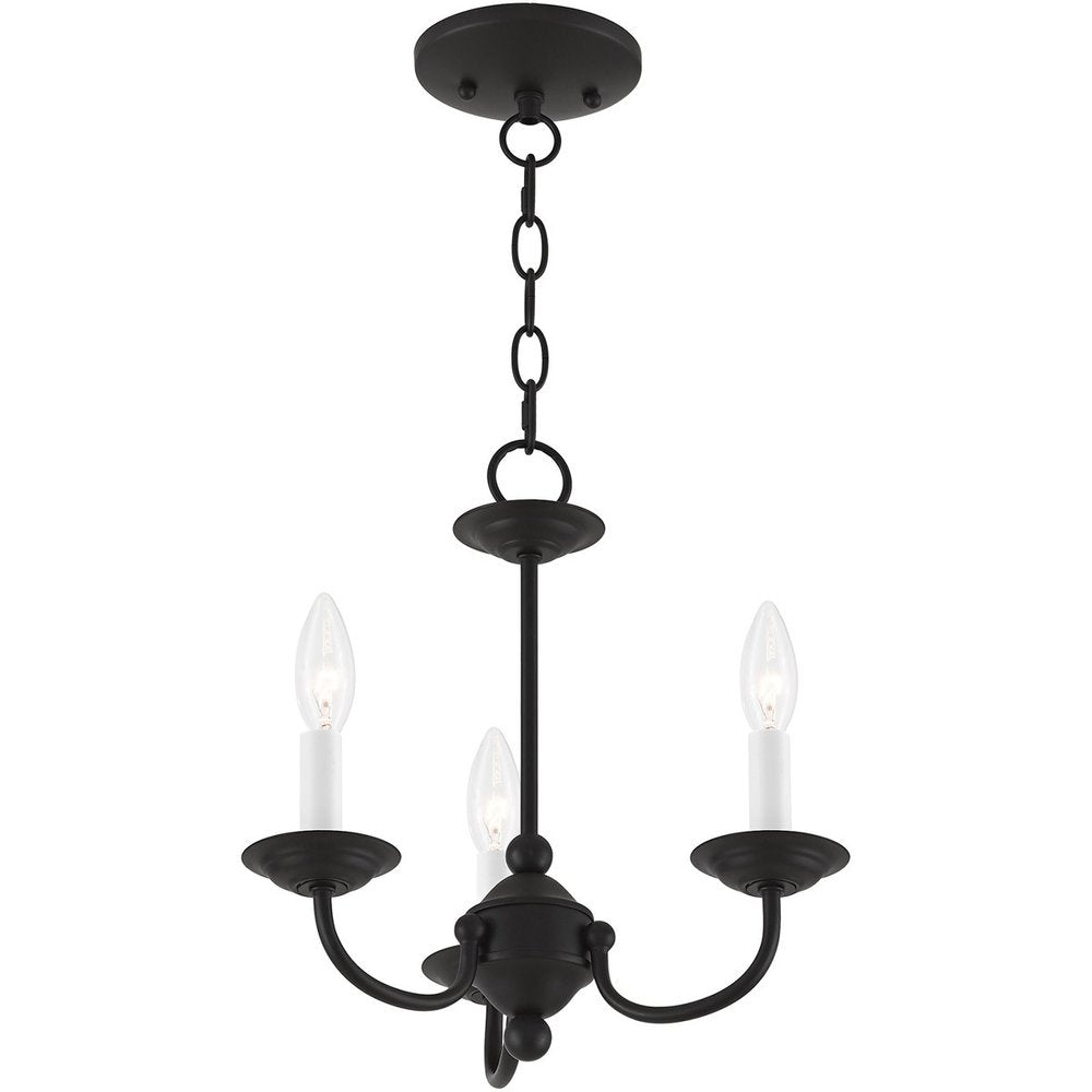 Black Three Light Dimmable Chandelier With Shades