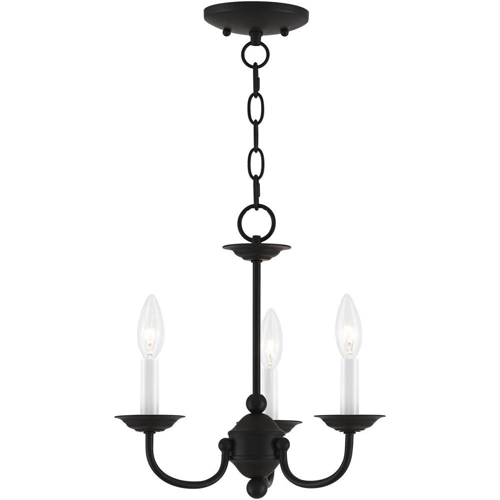 Black Three Light Dimmable Chandelier With Shades