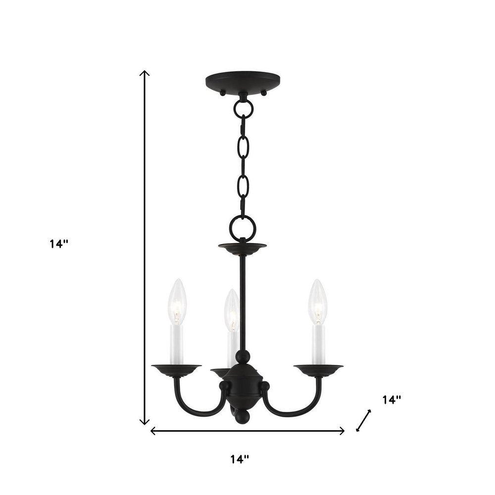 Black Three Light Dimmable Chandelier With Shades