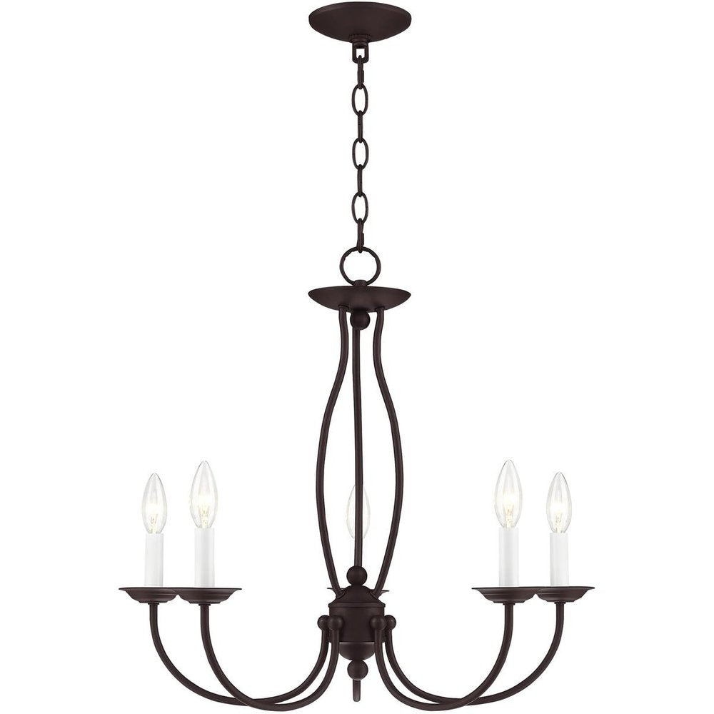 Bronze Five Light Metal Dimmable Chandelier With Shades