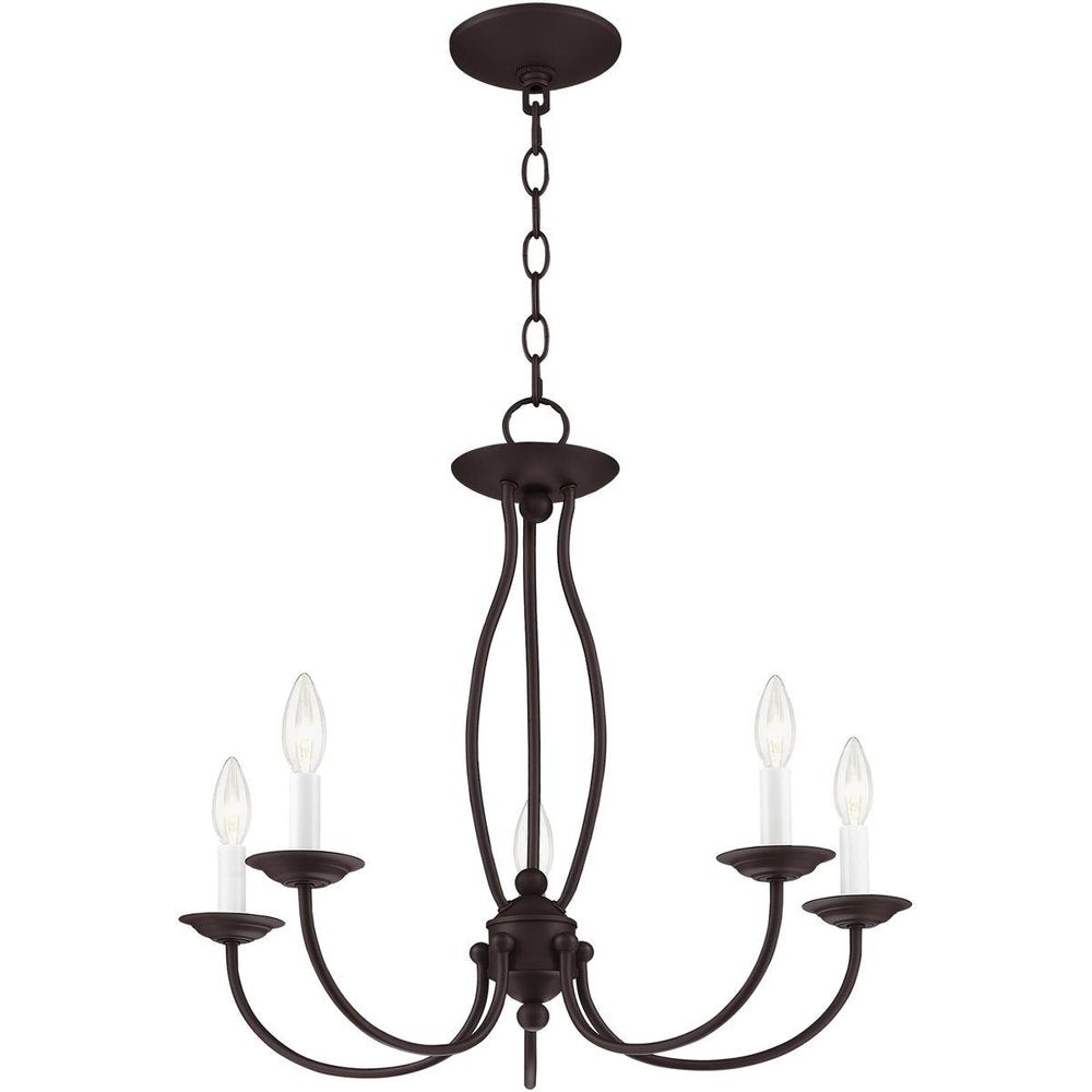 Bronze Five Light Metal Dimmable Chandelier With Shades