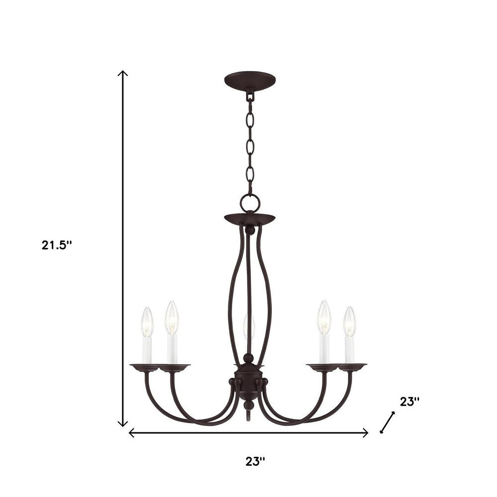 Bronze Five Light Dimmable Chandelier With Shades