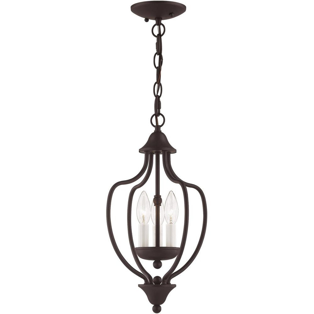 Bronze Three Light Dimmable Chandelier With Shades