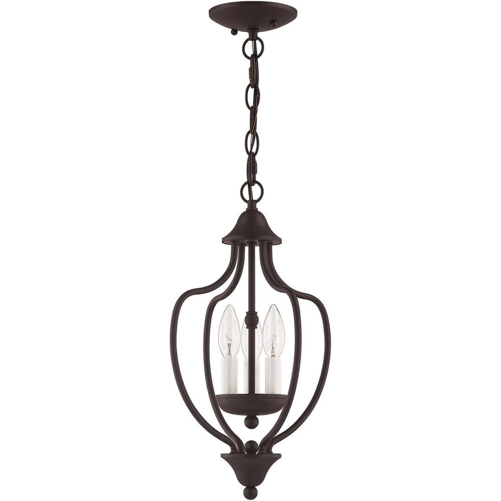 Bronze Three Light Metal Dimmable Chandelier With Shades