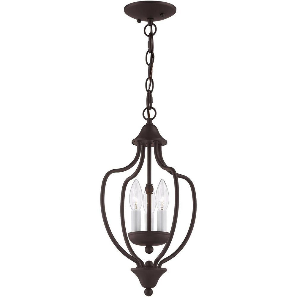 Bronze Three Light Metal Dimmable Chandelier With Shades