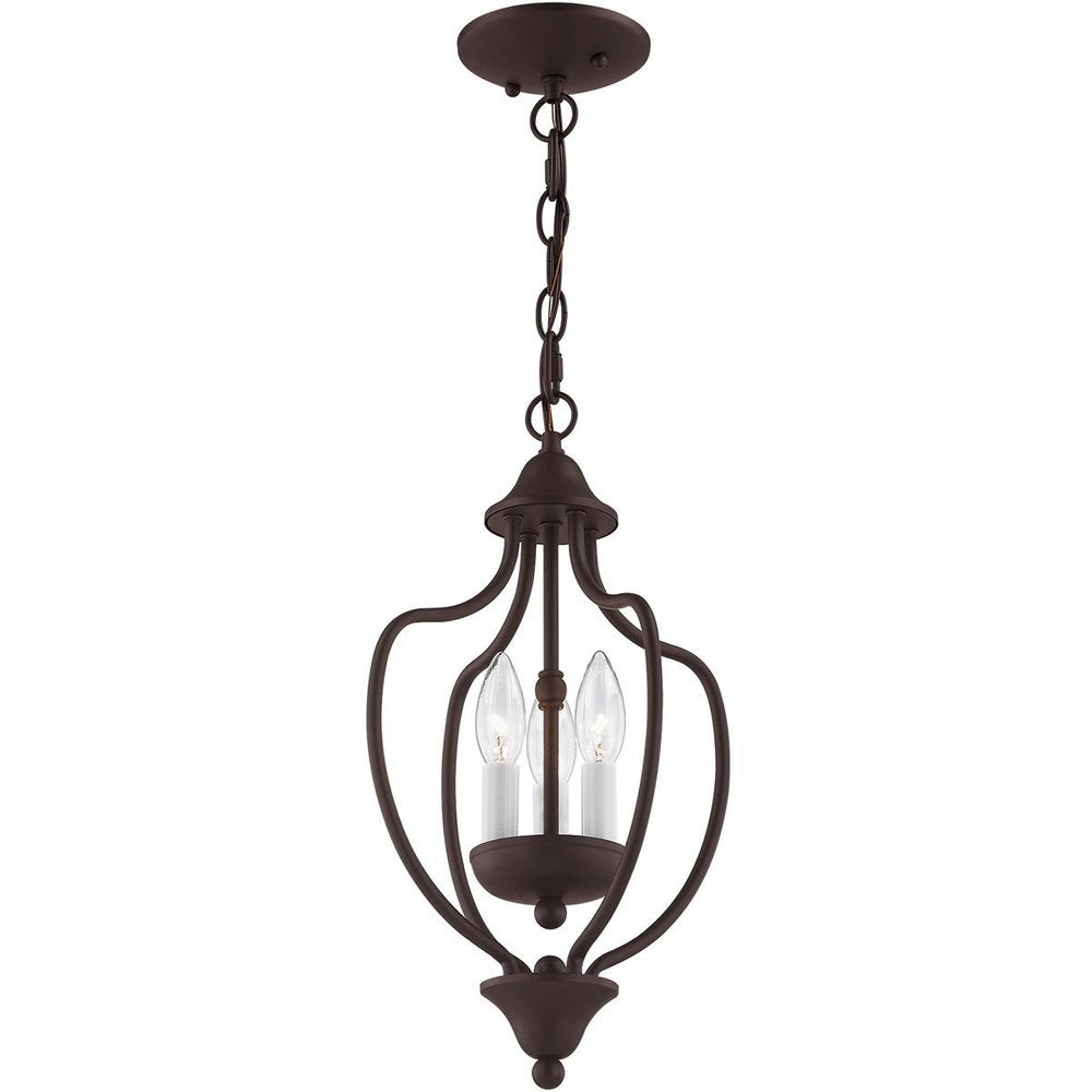Bronze Three Light Metal Dimmable Chandelier With Shades
