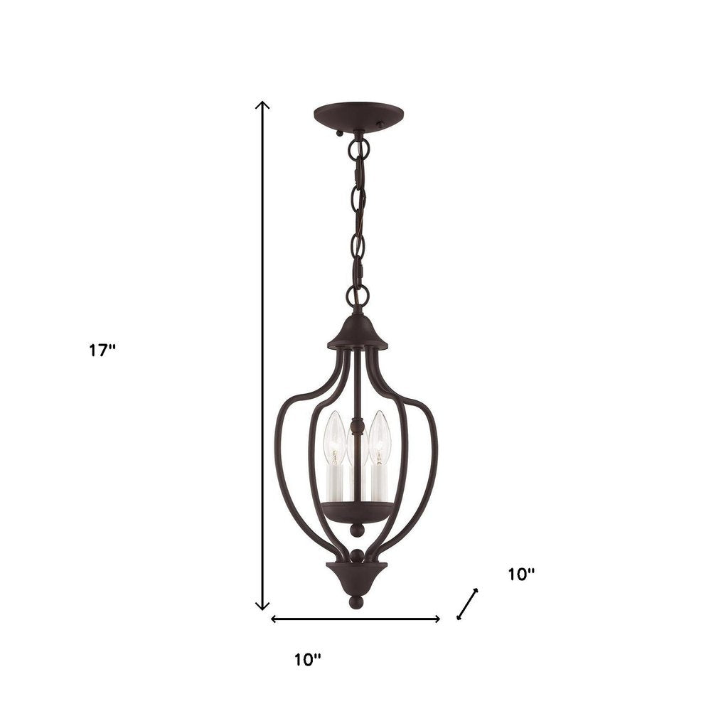 Bronze Three Light Metal Dimmable Chandelier With Shades