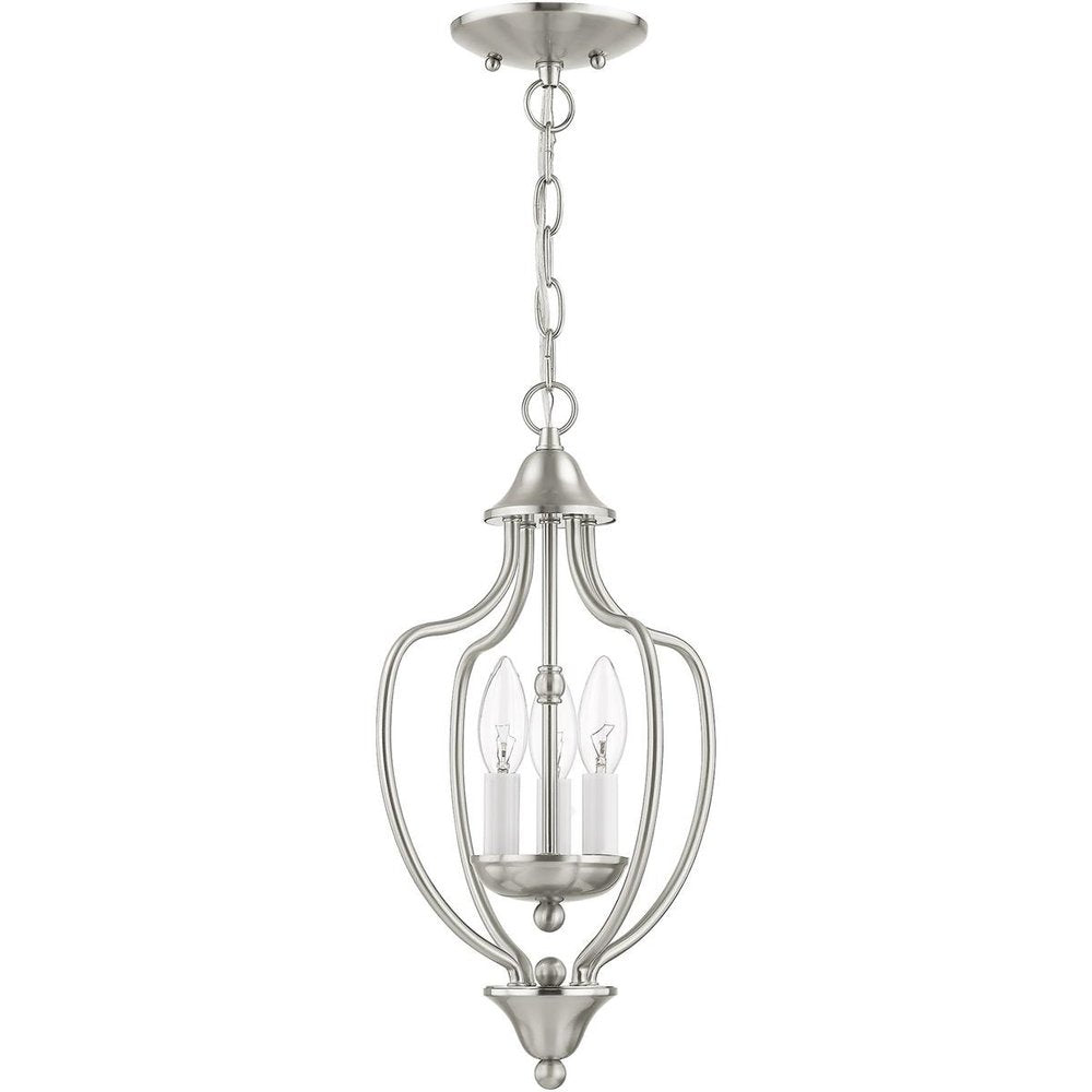 Nickel Three Light Metal Dimmable Chandelier With Shades