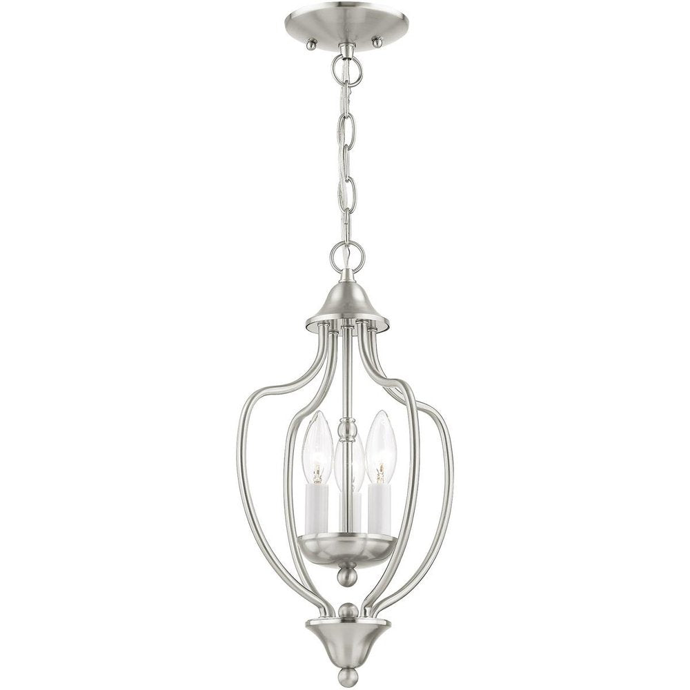 Nickel Three Light Metal Dimmable Chandelier With Shades