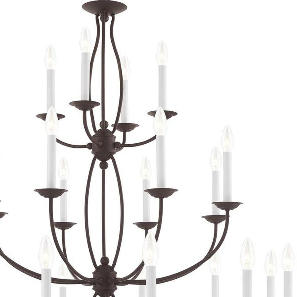 Bronze Multi Light Dimmable Chandelier With Shades