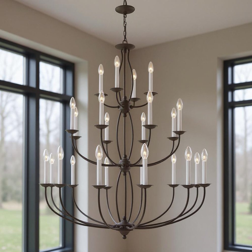Bronze Multi Light Metal Dimmable Chandelier With Shades