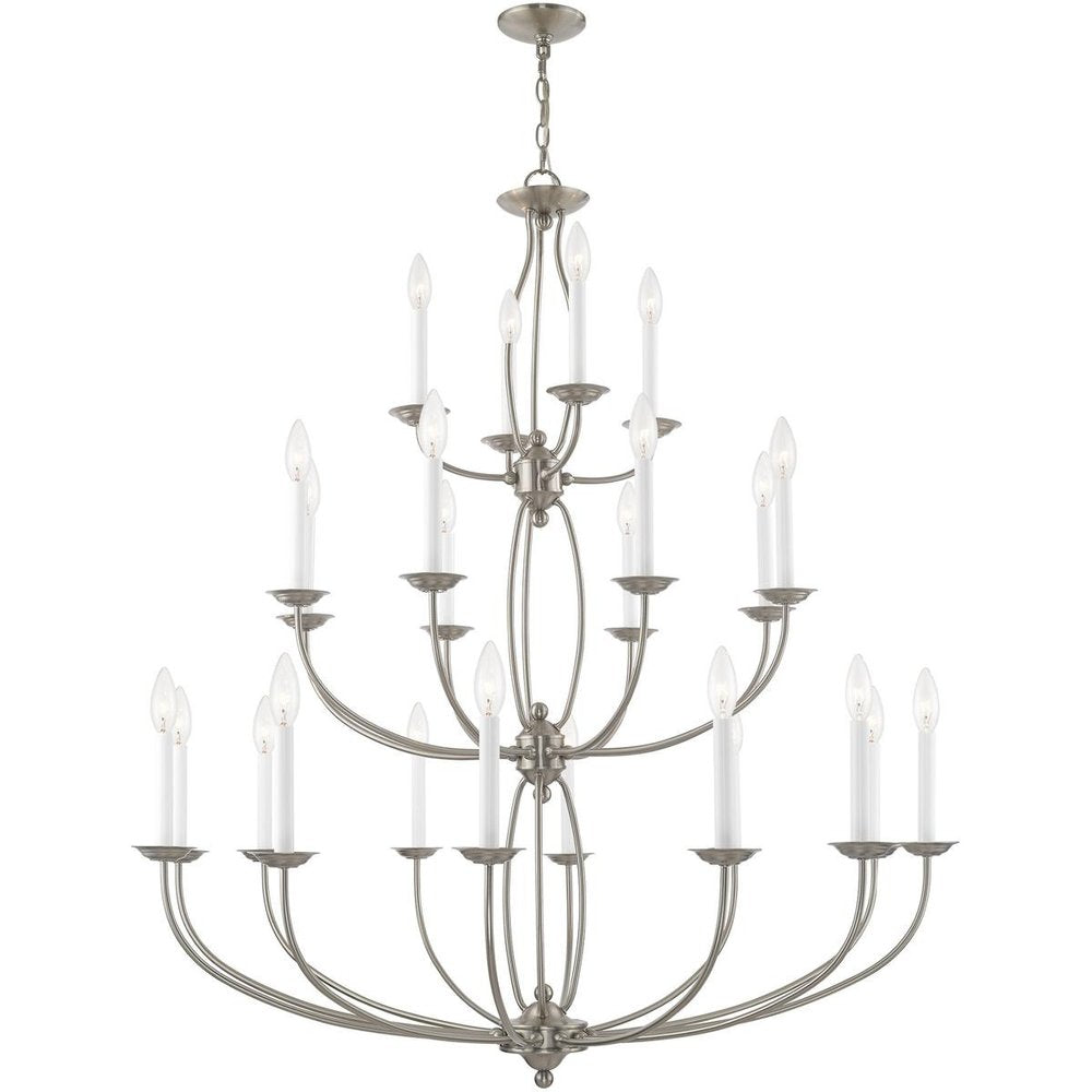 Nickel Multi Light Metal Dimmable Chandelier With Shades