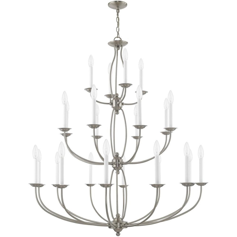 Nickel Multi Light Metal Dimmable Chandelier With Shades
