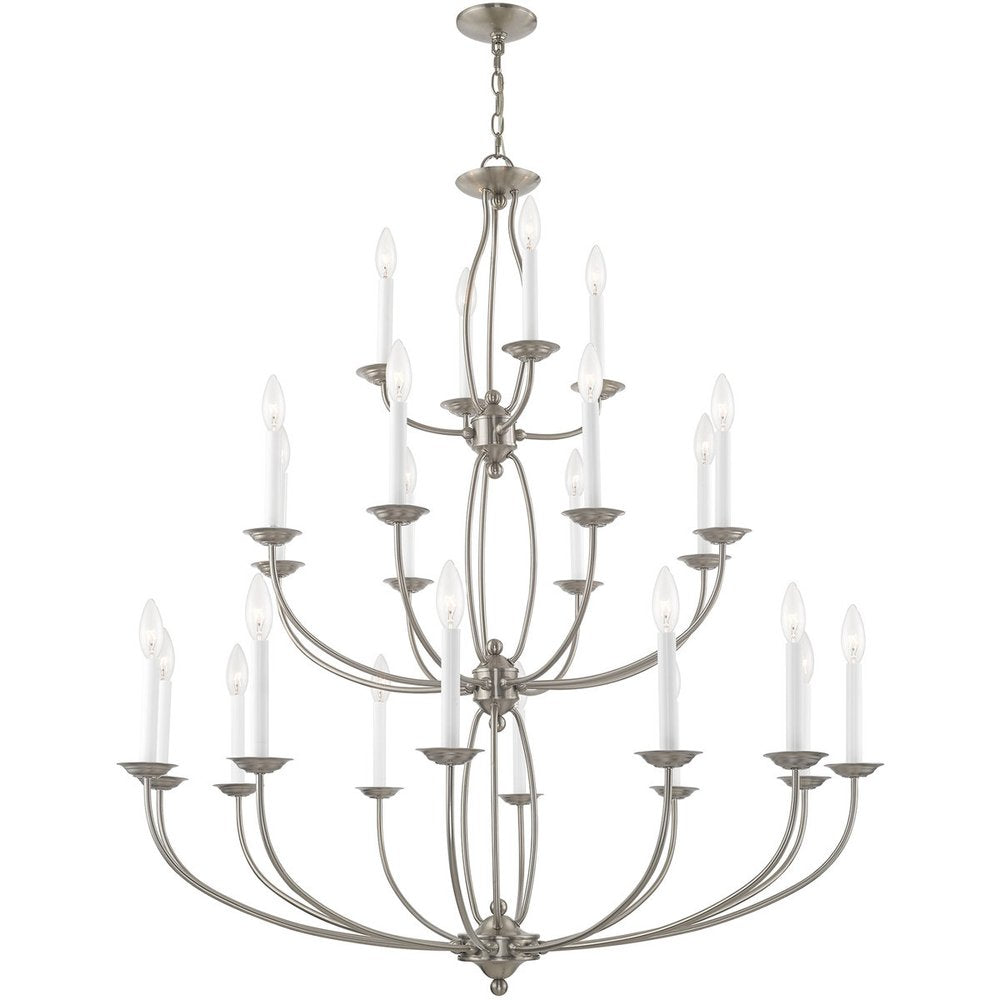 Nickel Multi Light Metal Dimmable Chandelier With Shades