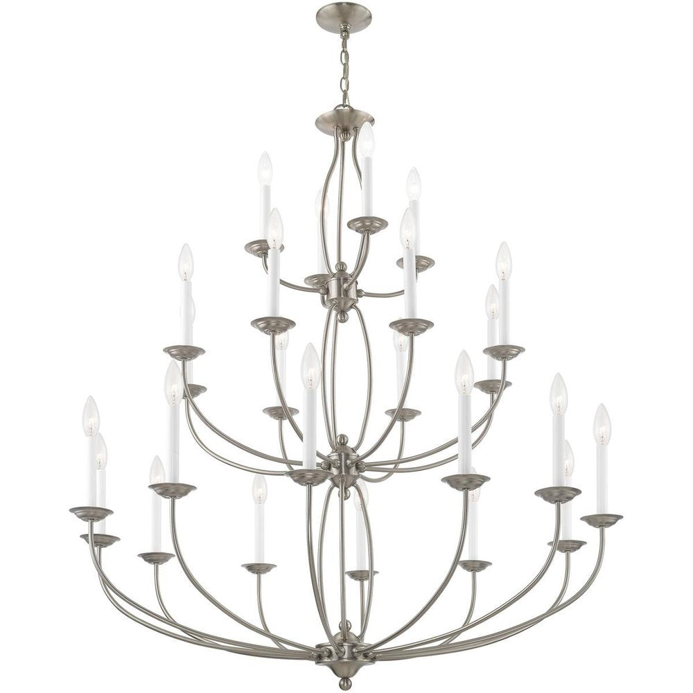 Nickel Multi Light Metal Dimmable Chandelier With Shades