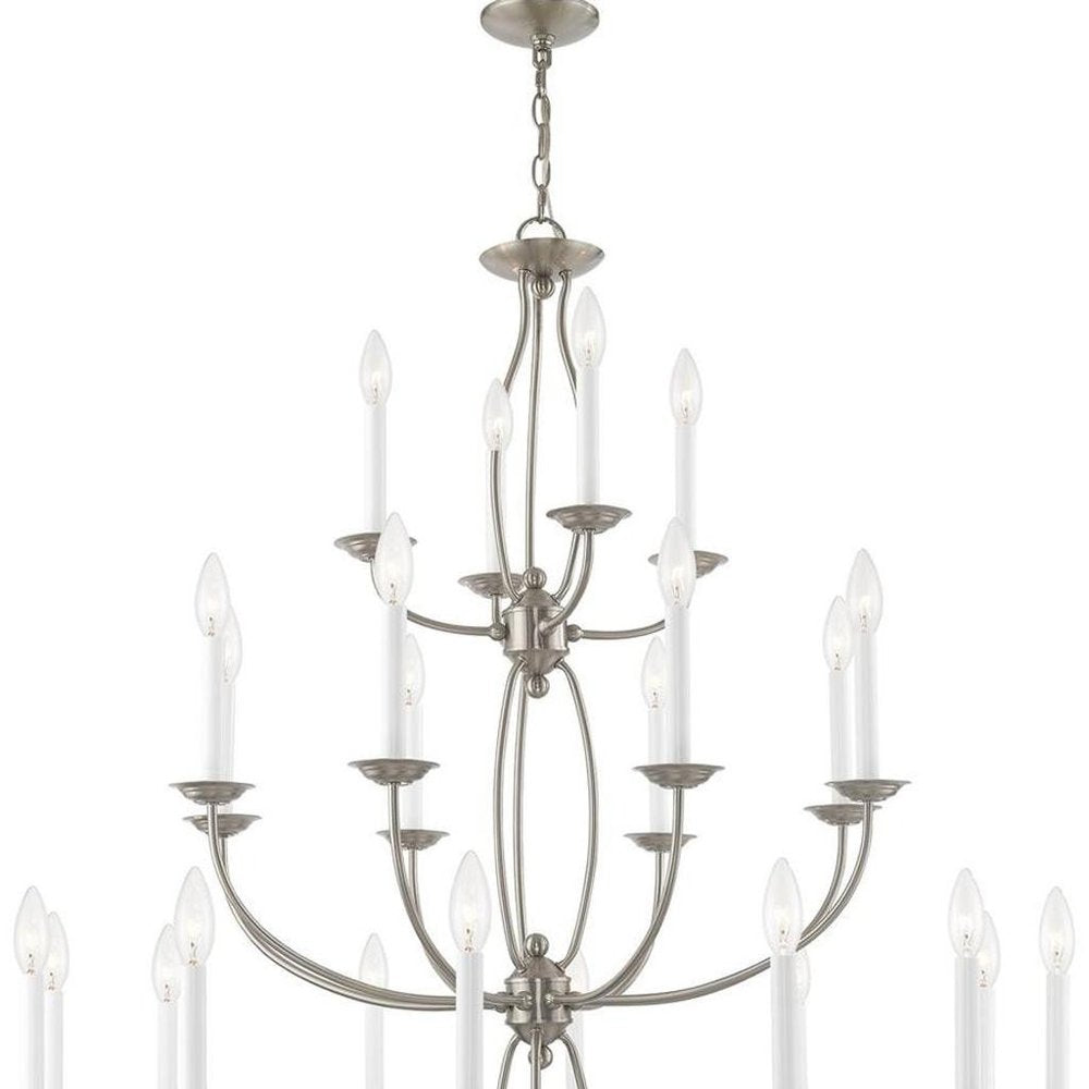 Nickel Multi Light Metal Dimmable Chandelier With Shades
