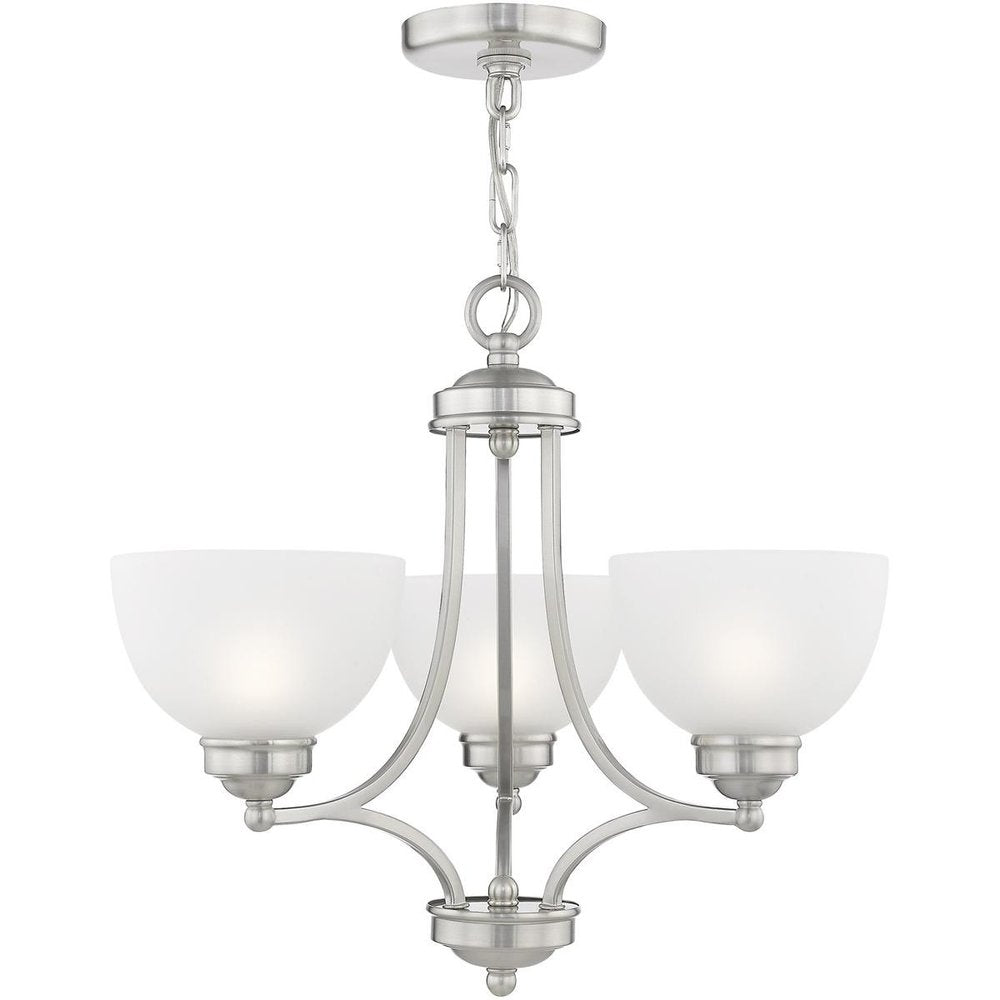 Nickel Three Light Metal Dimmable Chandelier With Shades