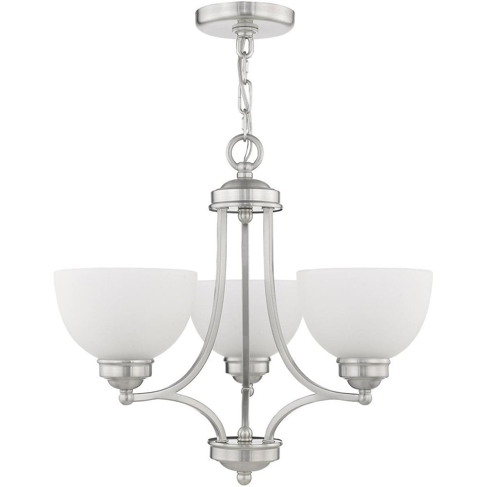 Nickel Three Light Metal Dimmable Chandelier With Shades