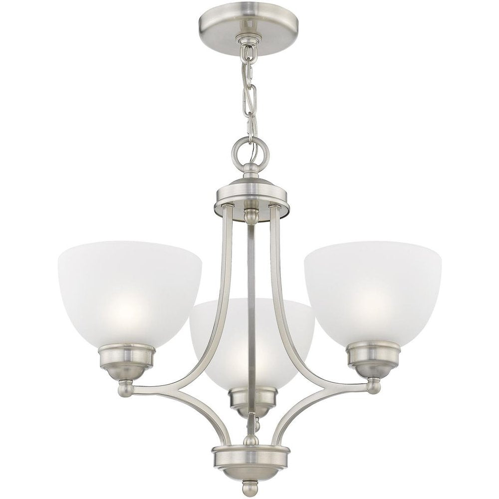 Nickel Three Light Metal Dimmable Chandelier With Shades