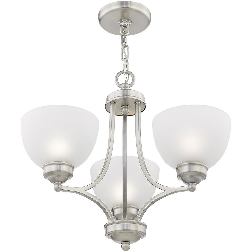 Nickel Three Light Metal Dimmable Chandelier With Shades