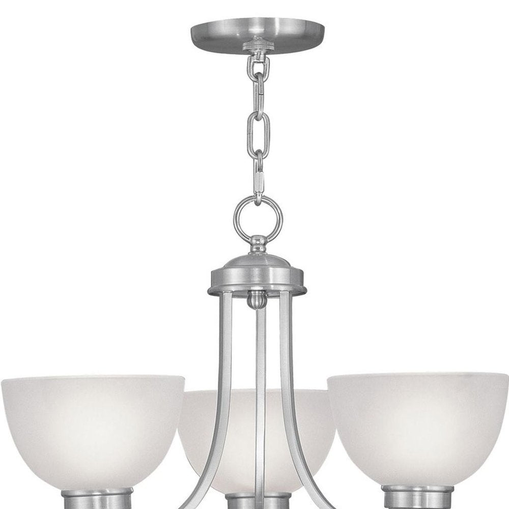 Nickel Three Light Metal Dimmable Chandelier With Shades