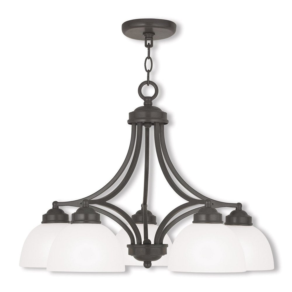 Bronze Five Light Metal Dimmable Chandelier With Shades
