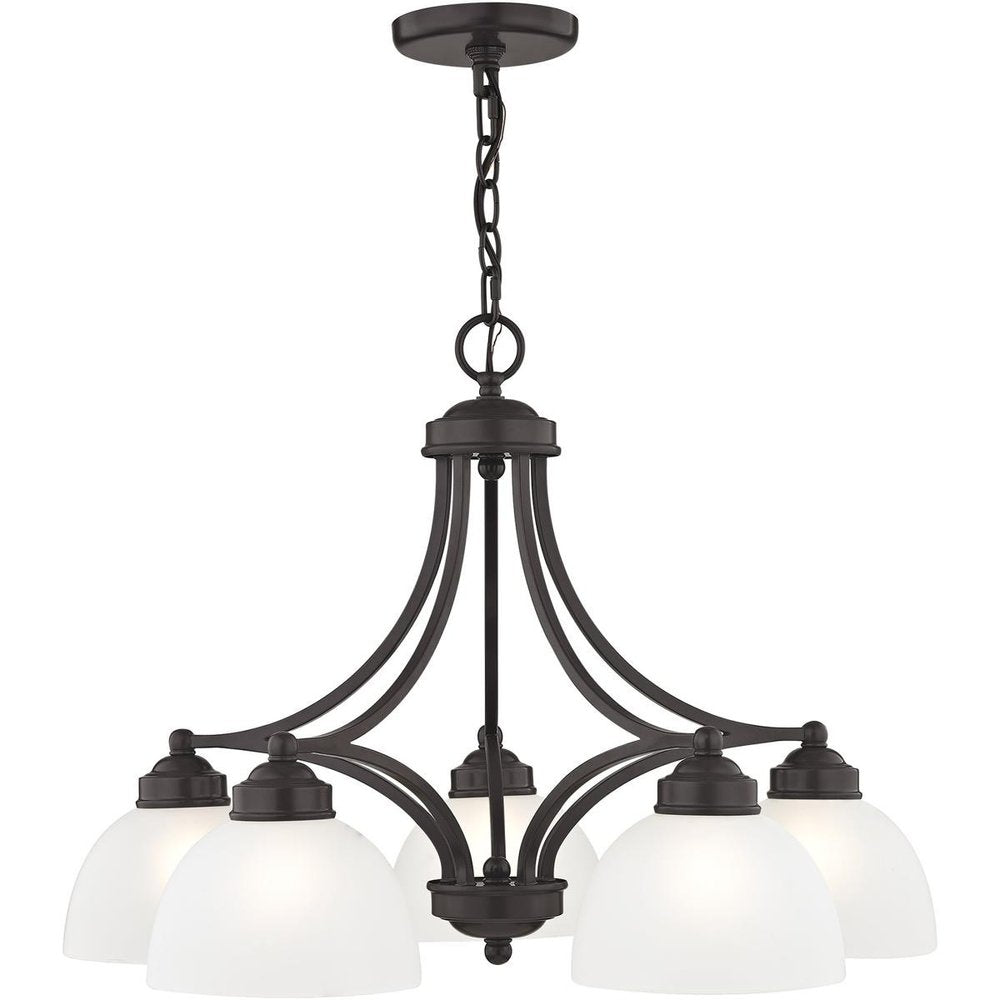 Bronze Five Light Metal Dimmable Chandelier With Shades