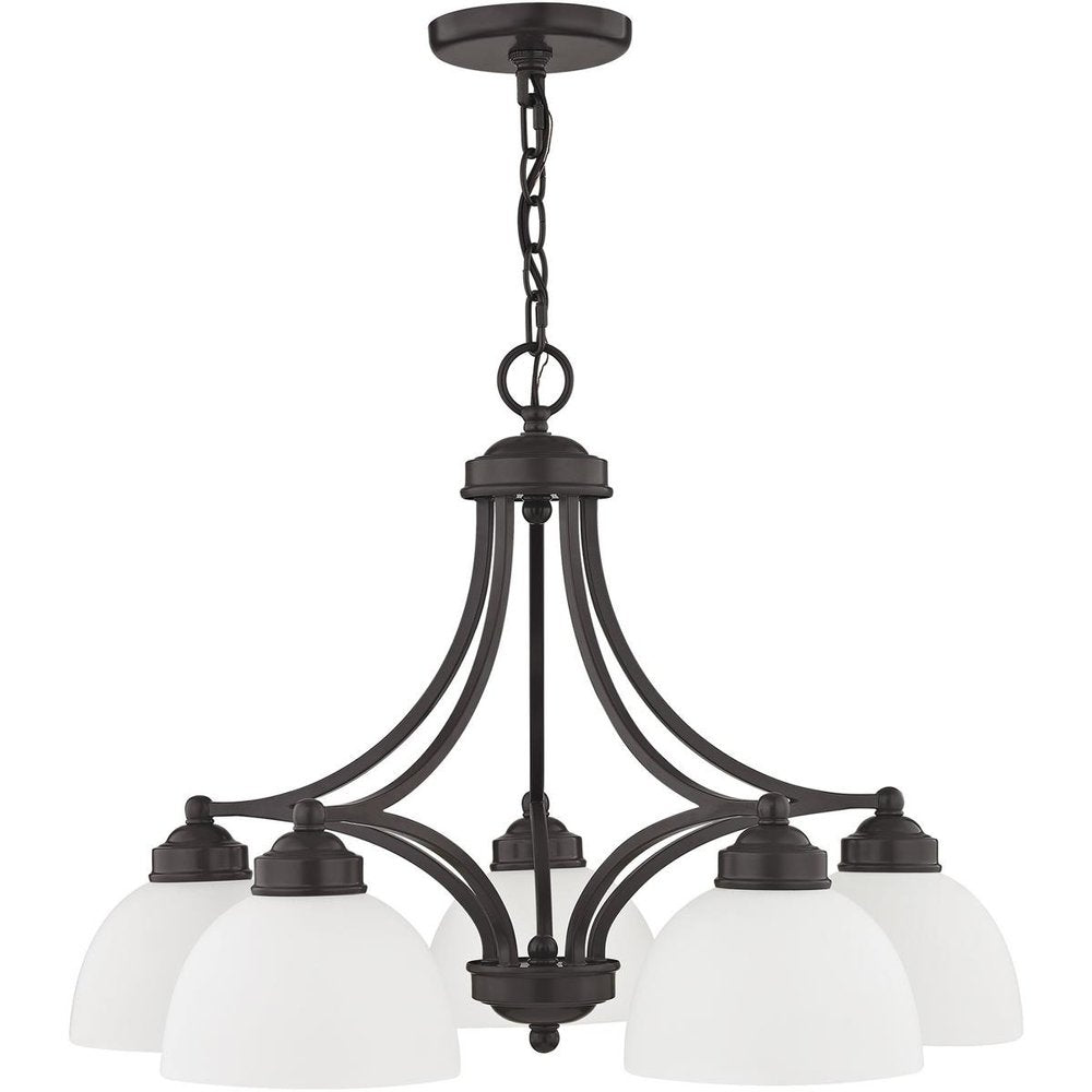 Bronze Five Light Metal Dimmable Chandelier With Shades