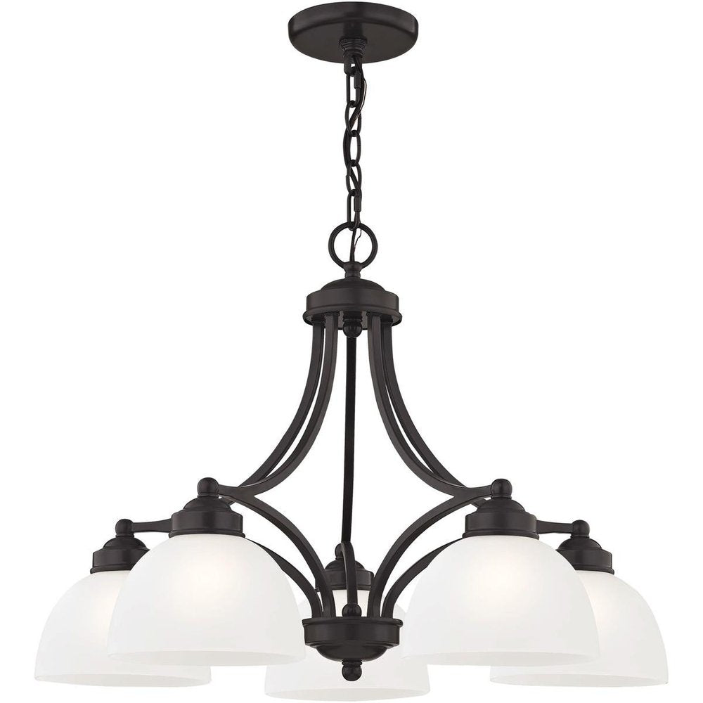 Bronze Five Light Metal Dimmable Chandelier With Shades