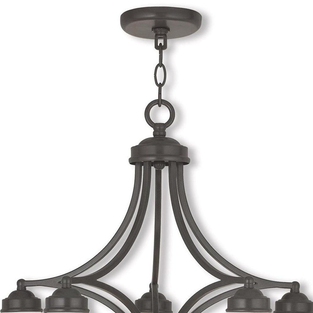 Bronze Five Light Metal Dimmable Chandelier With Shades