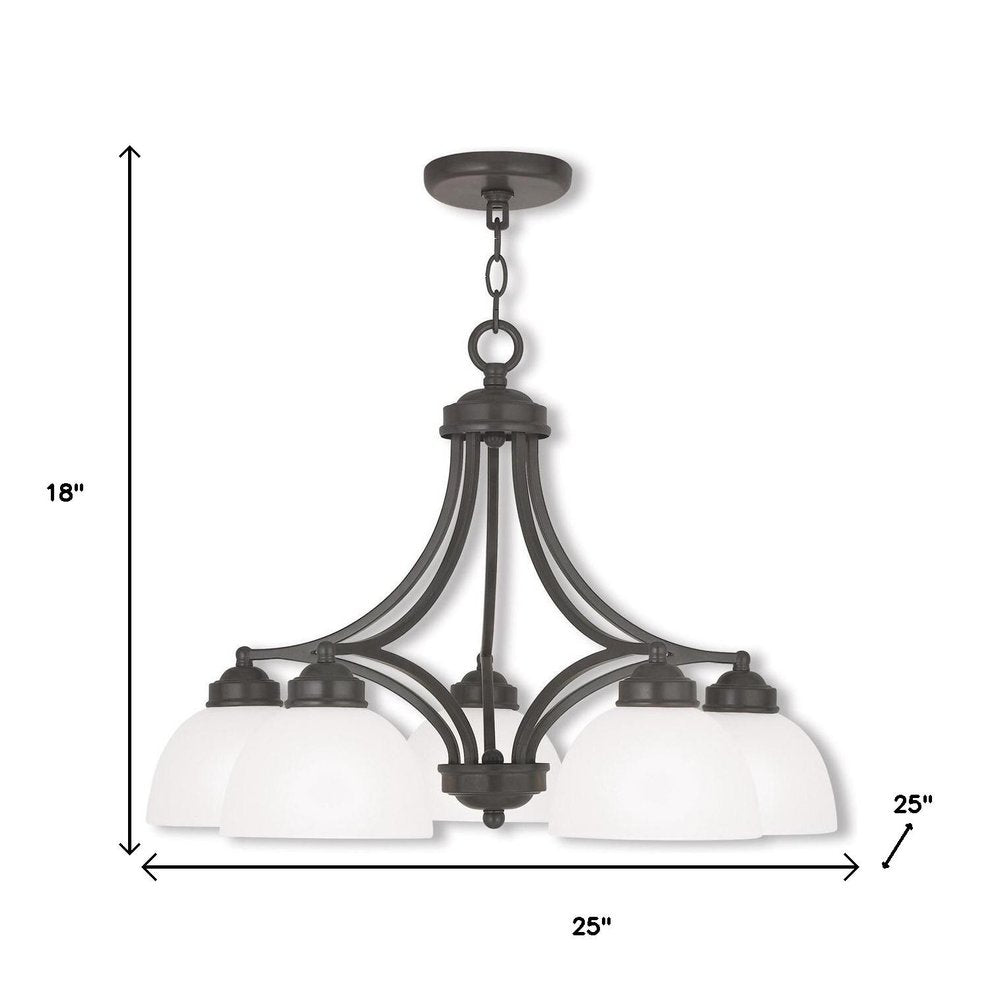 Bronze Five Light Metal Dimmable Chandelier With Shades