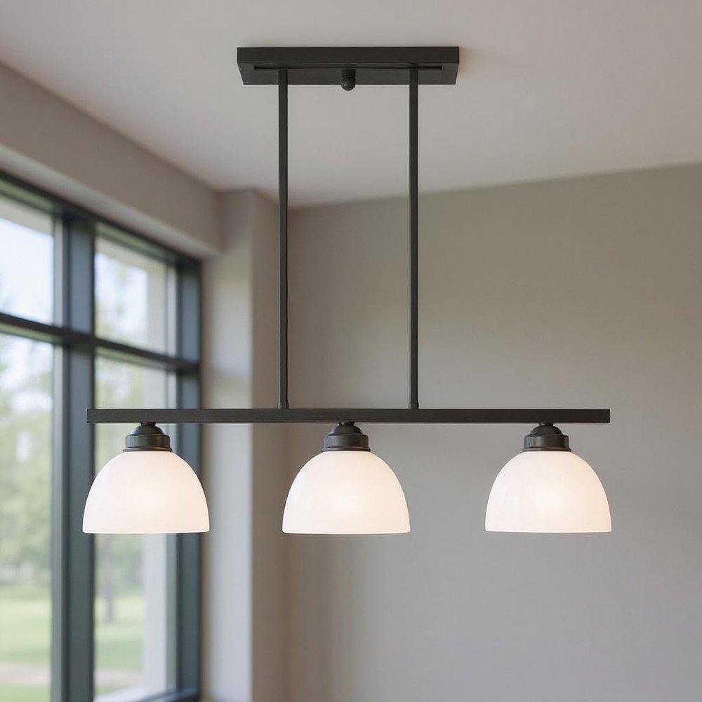 Bronze Three Light Metal Dimmable Chandelier With Shades