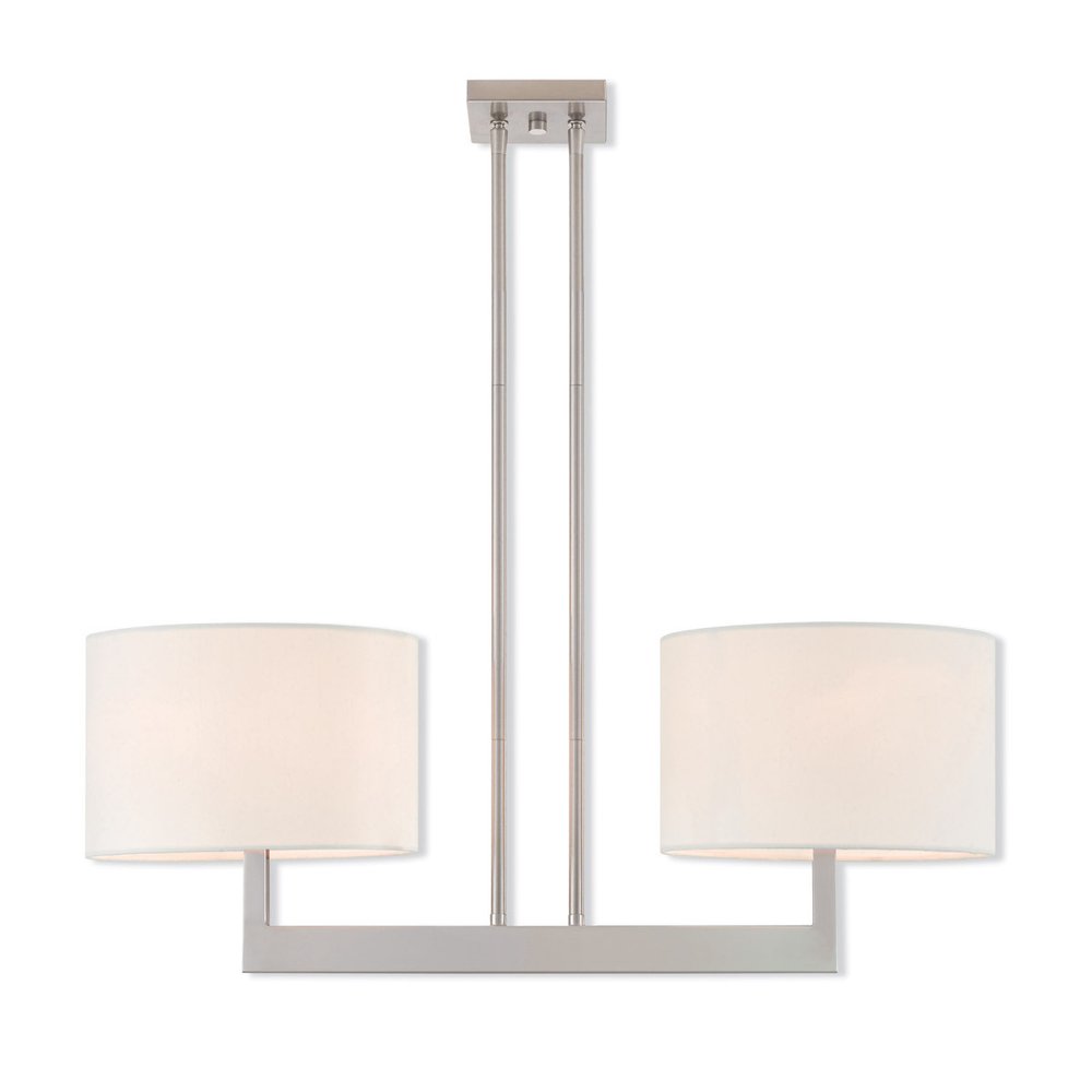 Nickel Two Light Metal Dimmable Chandelier With Shades