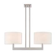 Nickel Two Light Metal Dimmable Chandelier With Shades