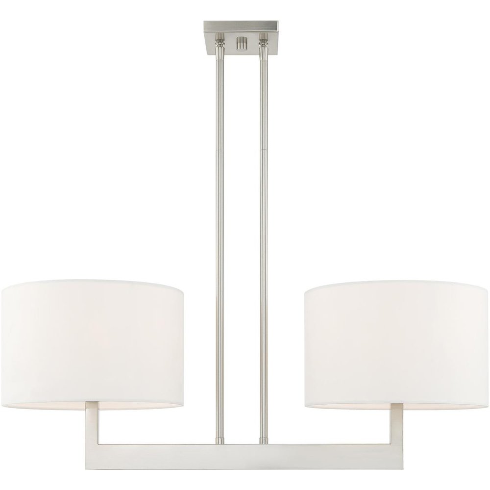 Nickel Two Light Metal Dimmable Chandelier With Shades