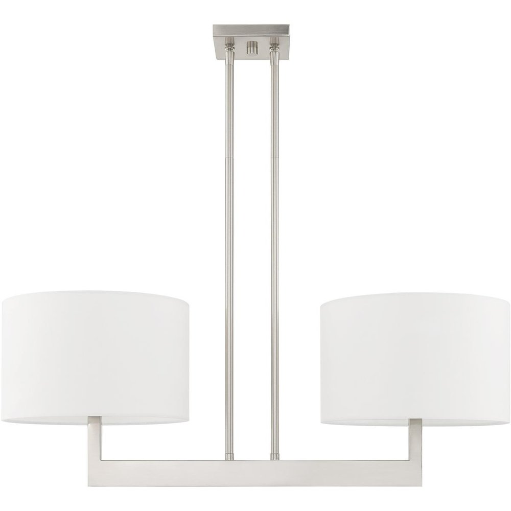 Nickel Two Light Metal Dimmable Chandelier With Shades