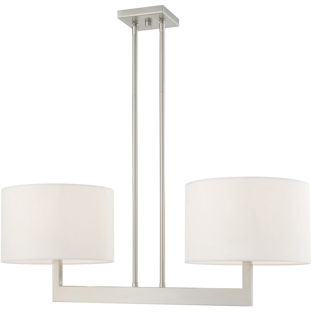 Nickel Two Light Metal Dimmable Chandelier With Shades