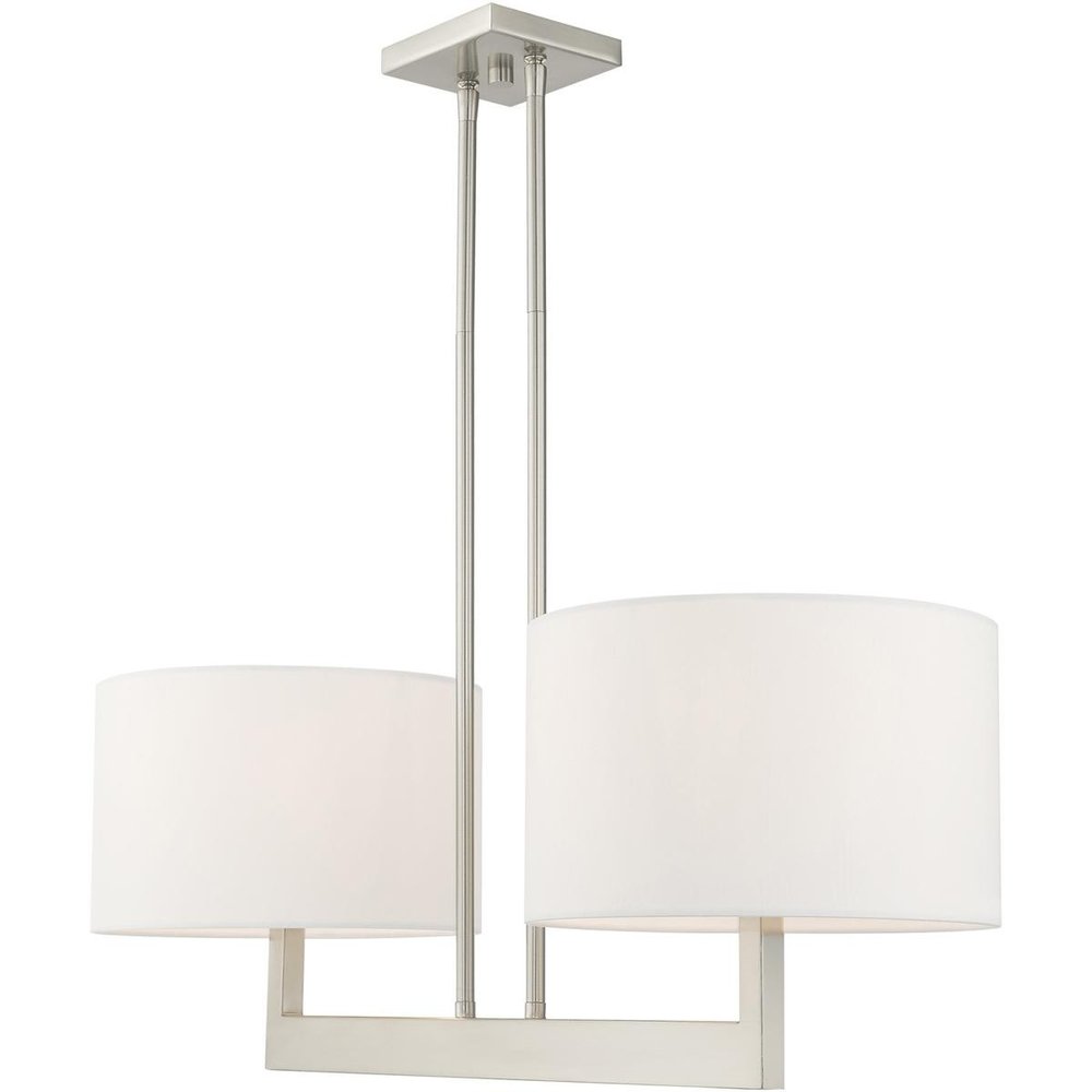 Nickel Two Light Metal Dimmable Chandelier With Shades