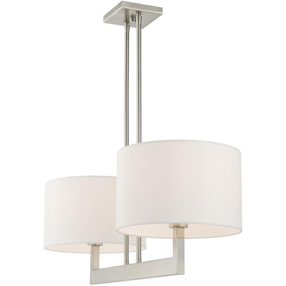Nickel Two Light Metal Dimmable Chandelier With Shades