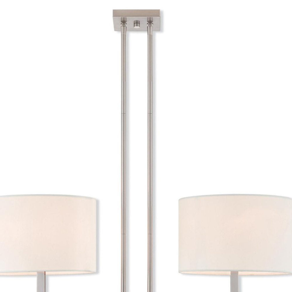 Nickel Two Light Metal Dimmable Chandelier With Shades