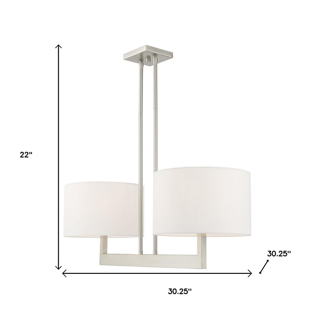 Nickel Two Light Metal Dimmable Chandelier With Shades
